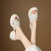 Retro woven hollow cool slippers women's summer wear new fashionable versatile breathable thick heel one-word drag