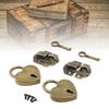 2 Sets Wooden Box Hasp   Padlock Set Antique Zinc Alloy Hasp Clasp   and Hrt Shaped Padlocks with Keys