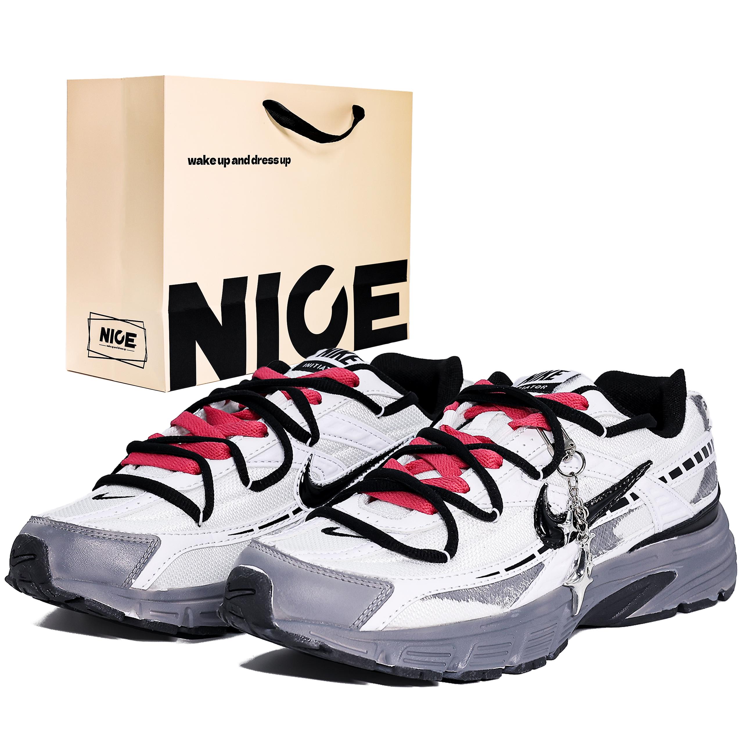 

Nike Initiator Abrasion Resistant Low top Running Shoes Men s Gray White 394055-100(Team1375-BAG) 44