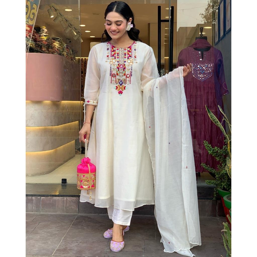 Wunderschönes Indisches Damen Kurti Salwar Anzug Bollywood Partykleidung Kurta Hose Dupatta VFP-1795a