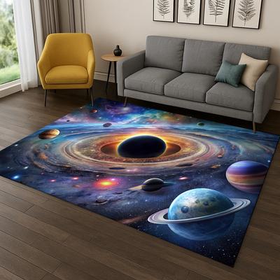 Tapete Galáxia Via Láctea Planeta Universo Espaço para Sala de Estar Sofá Quarto de Casa Capacho Decoração de Cozinha, Tapete Antiderrapante para Sala de Jogos