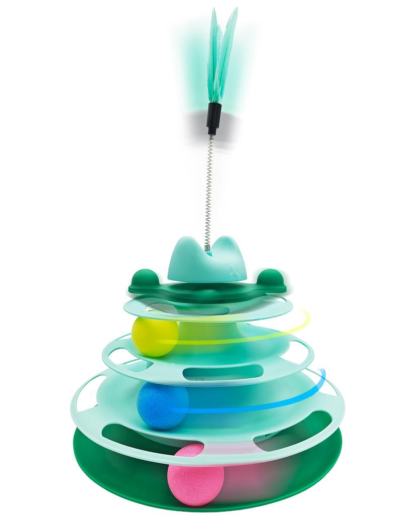 Mersjo THEODORE'S TOWER Interactive 3-Level Cat Toy with Balls and Feather (25x18.5x30 cm)