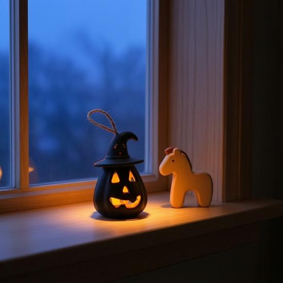 yangyizhi 12 Pcs Halloween LED Pumpkin Lantern, Spooky Hanging Lighted Light with Witch Hat for Indoor Outdoor Home Party Decor