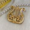Medieval Elegant Harp Brooch, High-End Women'S Retro Dumb Gold Pin, Small Fragrant Temperament, Blazer, Corsage Accessories