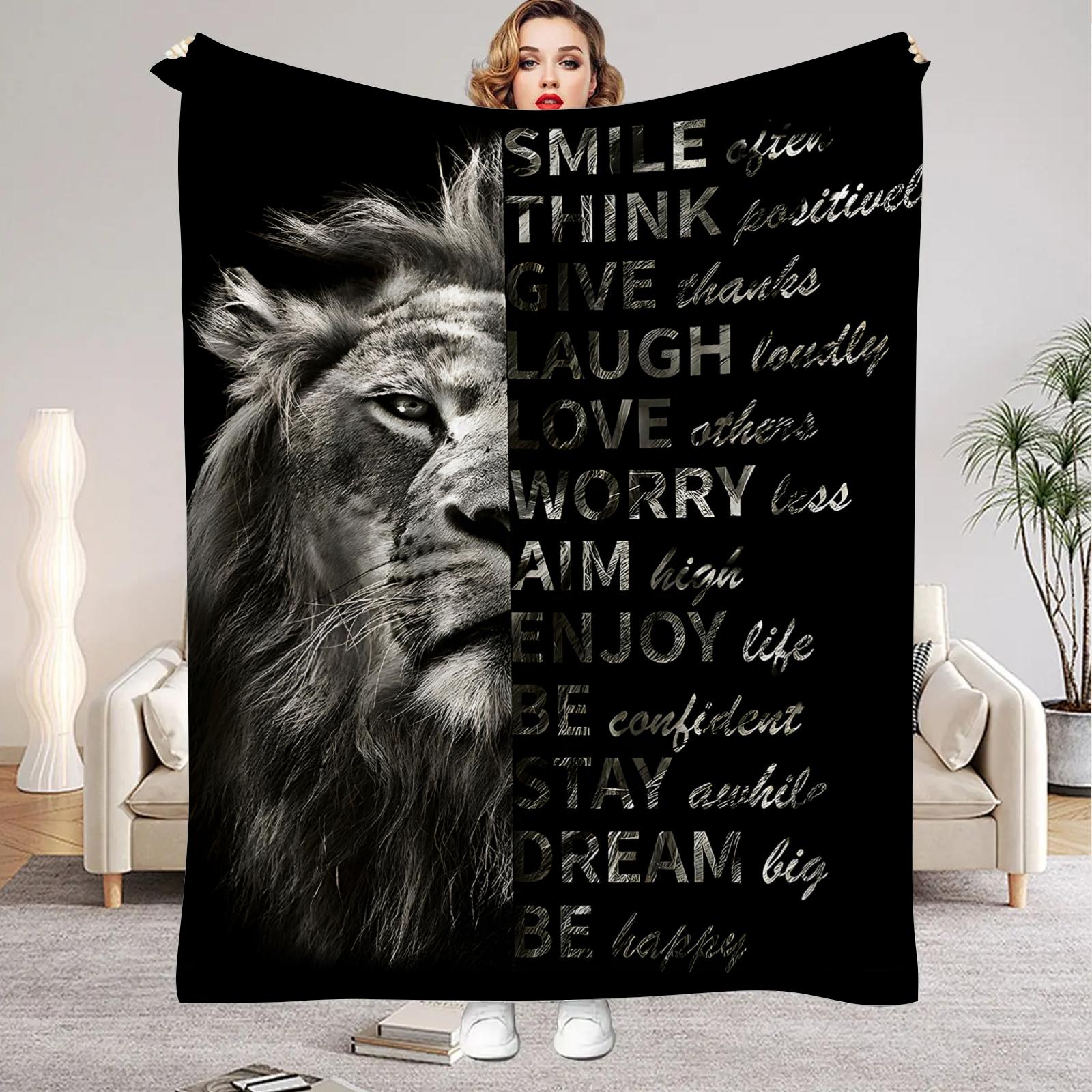 

Lion Flannel Blanket 3D Printed Animal Blanket For Office Home Camping Nap Leisure Blankets Birthdaty Gifts For Home Decor 75x100cm