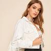 New Women's Tassel Denim Jacket Women's White Jacket Slim Fitting Fashion Denim Jacket