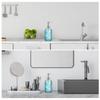 Uxcell Soap Dispenser Set Glass Dish Hand Soap Dispenser with Pump for Kitchen Toilet Silver Blue 400ml