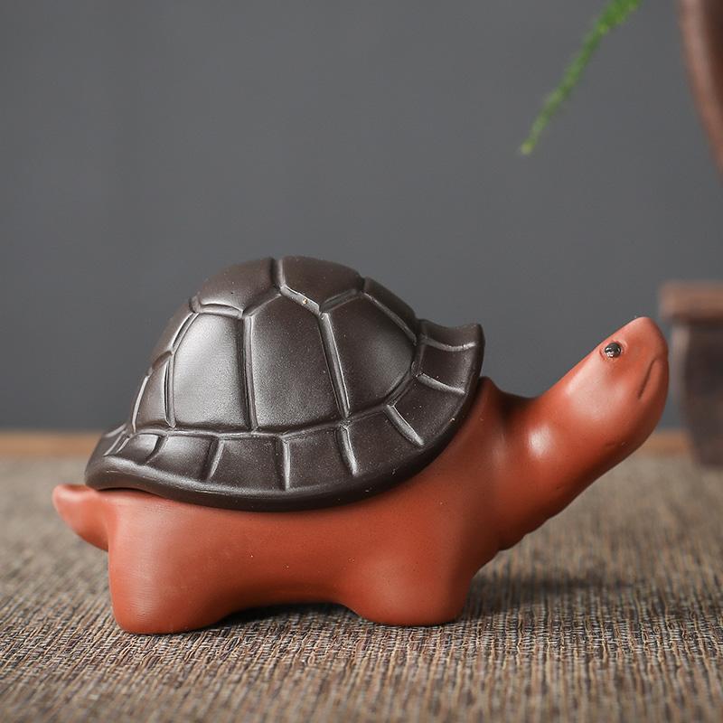 

1PCS Chinese Boutique Purple Clay Tea Pet Handmade Lucky Tortoise Statue Ornaments Home Tea Set Decoration Accessories Crafts 8.5x5.6x4.5cm