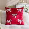 Throw Pillowcase Velvet Soft Decorative Cover Bow Pattern Multiple Sizes Cushion Case Sofa Bedroom Chair