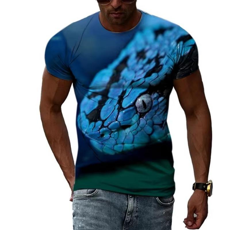 Horror King Cobra Graphic T Shirt Men 3D Printed Snake T-shirt Casual Streetwear Men Clothing Summer O Neck Tops Tee
