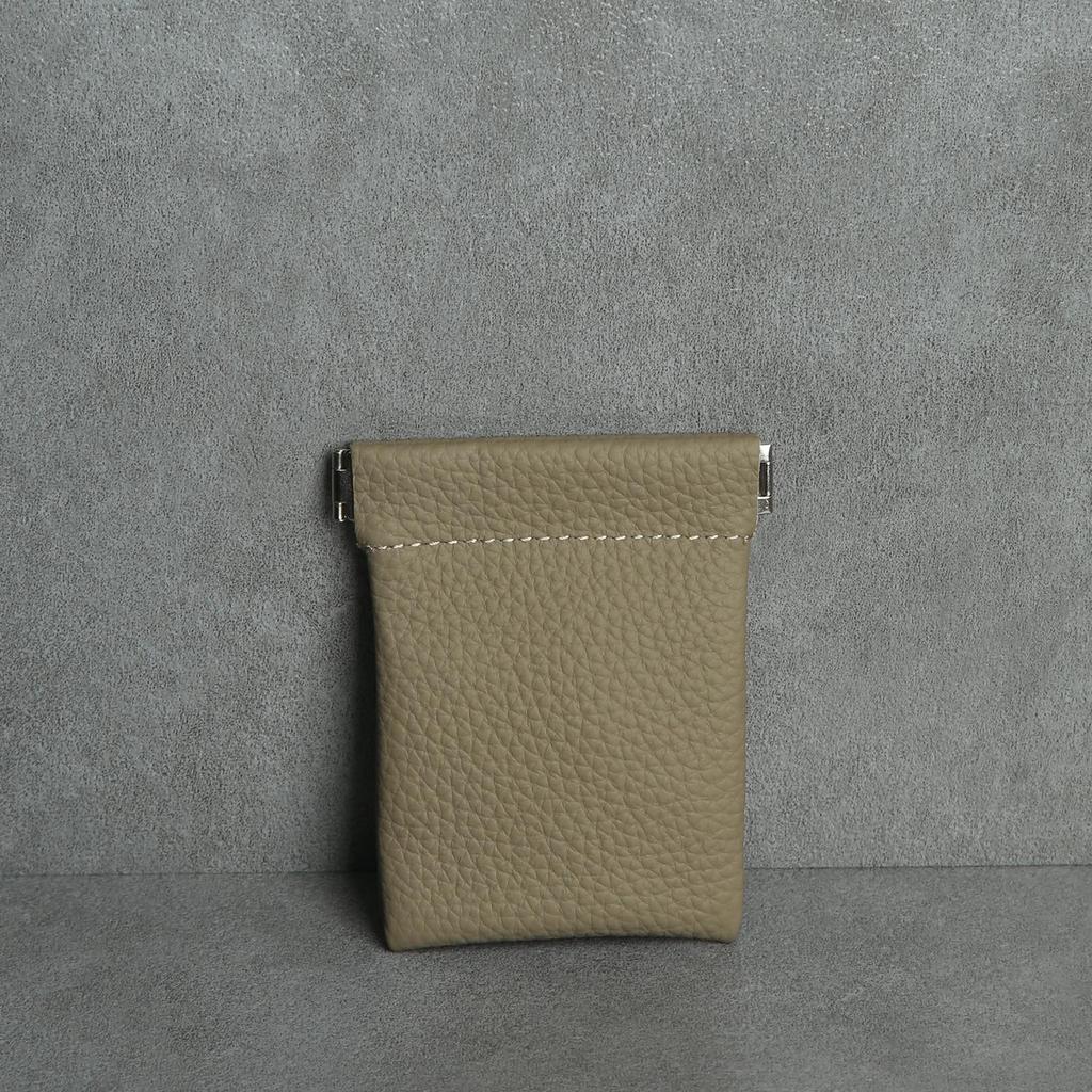 Top Layer Cowhide Earphone & Data Cable Storage Bag with Card Holder & Spring Clip Coin Purse