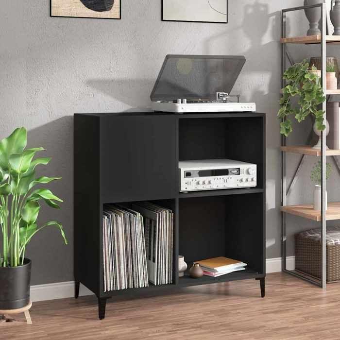 VidaXL Record Cabinet Black 84.5x38x89 Cm Engineered Wood 831998