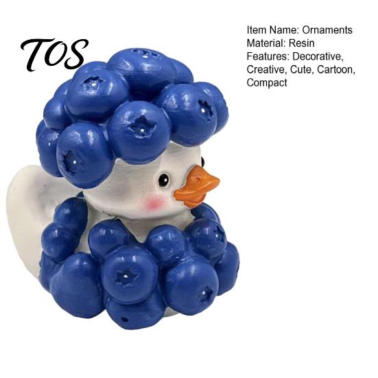 Exquisite Tier-Desktop-Dekoration Blaubeeren-Ente Harz-Ornament, Niedliche Cartoon-Figur, Miniatur-Kreative Kleine Statuen für Regal-Display