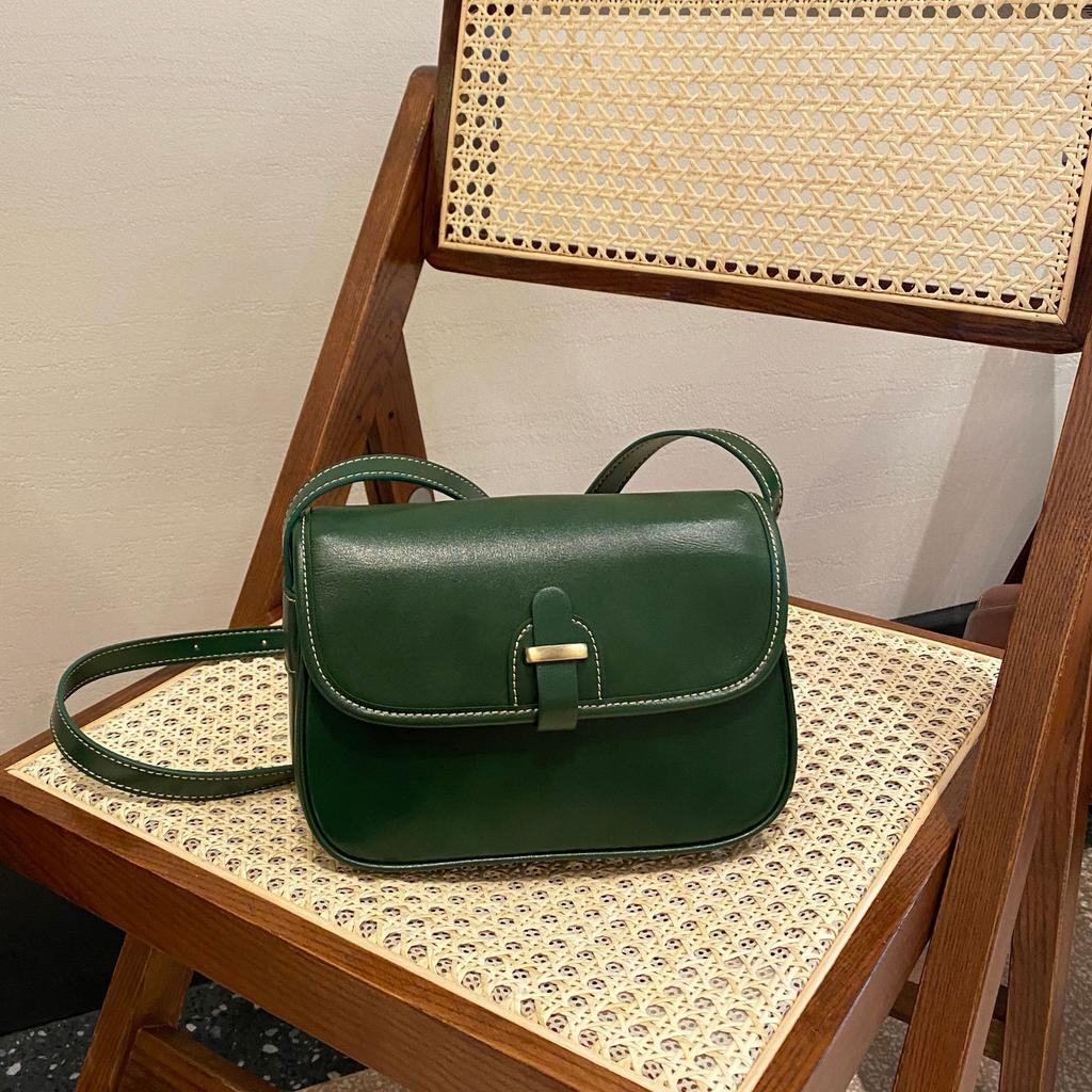 Vegetable Tanned First-Layer Cowhide Women'S Bag, Shoulder Crossbody Women'S Bag, Practical Saddle Bag, Versatile, Simple Brown Trend