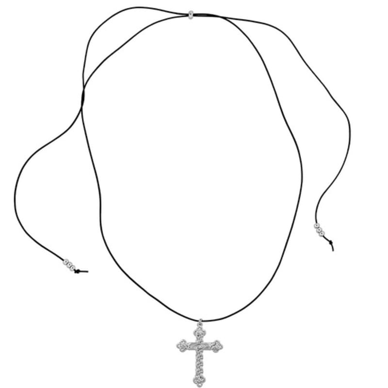 SENTIMENTS No.475 [silver] KnoT CROSS LEATHER Necklace