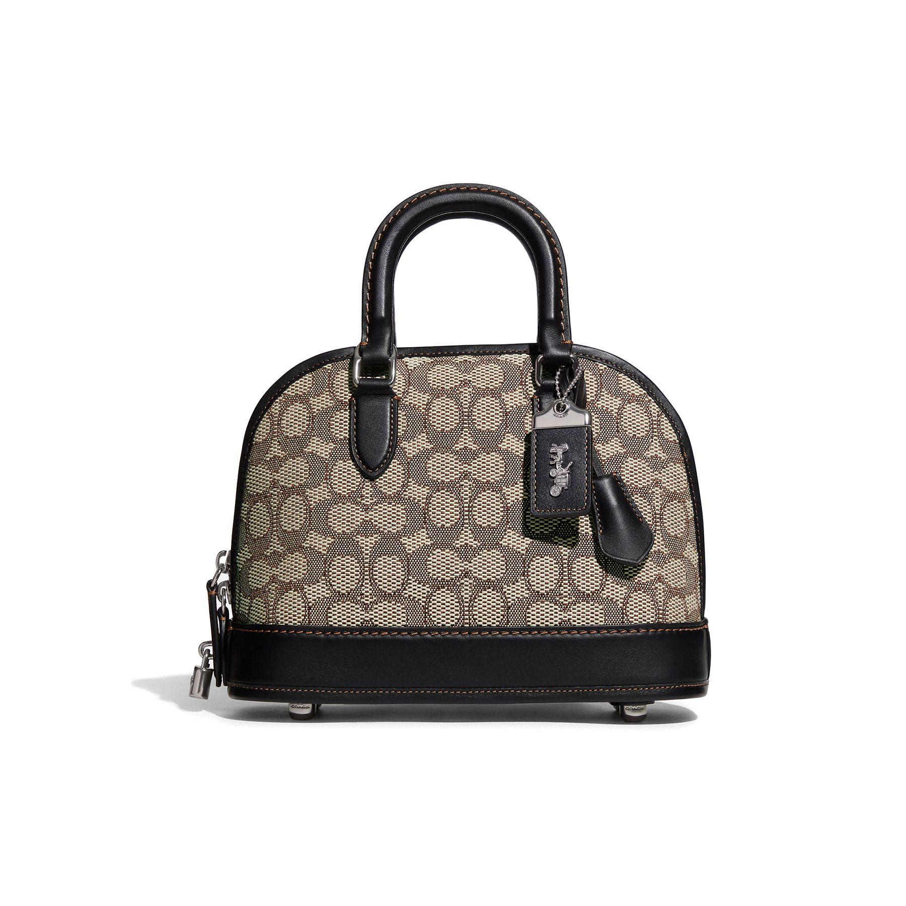 

Coach Signature Canvas Mini Dome Bag Beige Black Leather Trim Silver Hardware Daily Party CE740-LHUW7 Basic Set (Bag+Dust Bag)