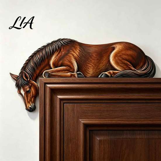 Animal Head Door Topper Western Horse Wooden Decor, 2D Printed Rustic Frame Home Ornaments Ornament, Top Shelf Decoration for Farmhouse Style Interior