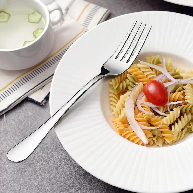 Set 12 Bucăți Linguriță și Furculiță din Oțel Inoxidabil Argintiu Auriu Set Veselă de Bucătărie și Casă Linguriță Grosă Grad Alimentar