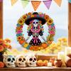 Halloween Hat with Skull Design, Goddess Figure, Pumpkin, Sunflower Pattern Static Sticker for Home Decoration.