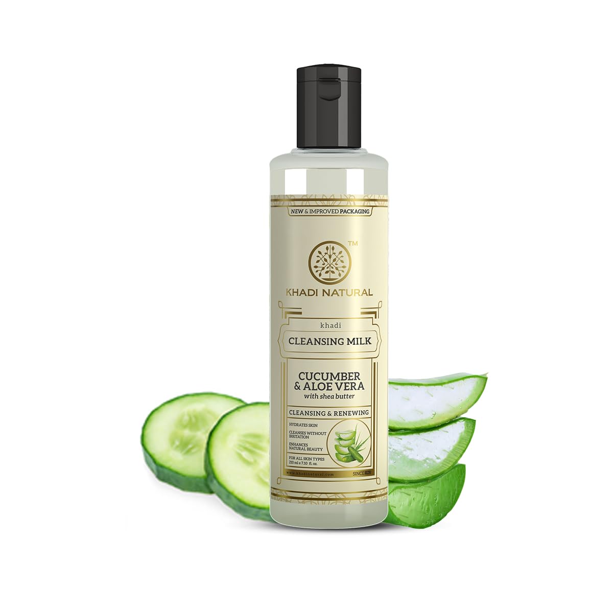 

Khadi Natural Cucumber & Aloe Vera Cleansing Milk 210ml | Makeup Remover for Nourished, Toned Skin | Rich Antioxidants, All Skin Types