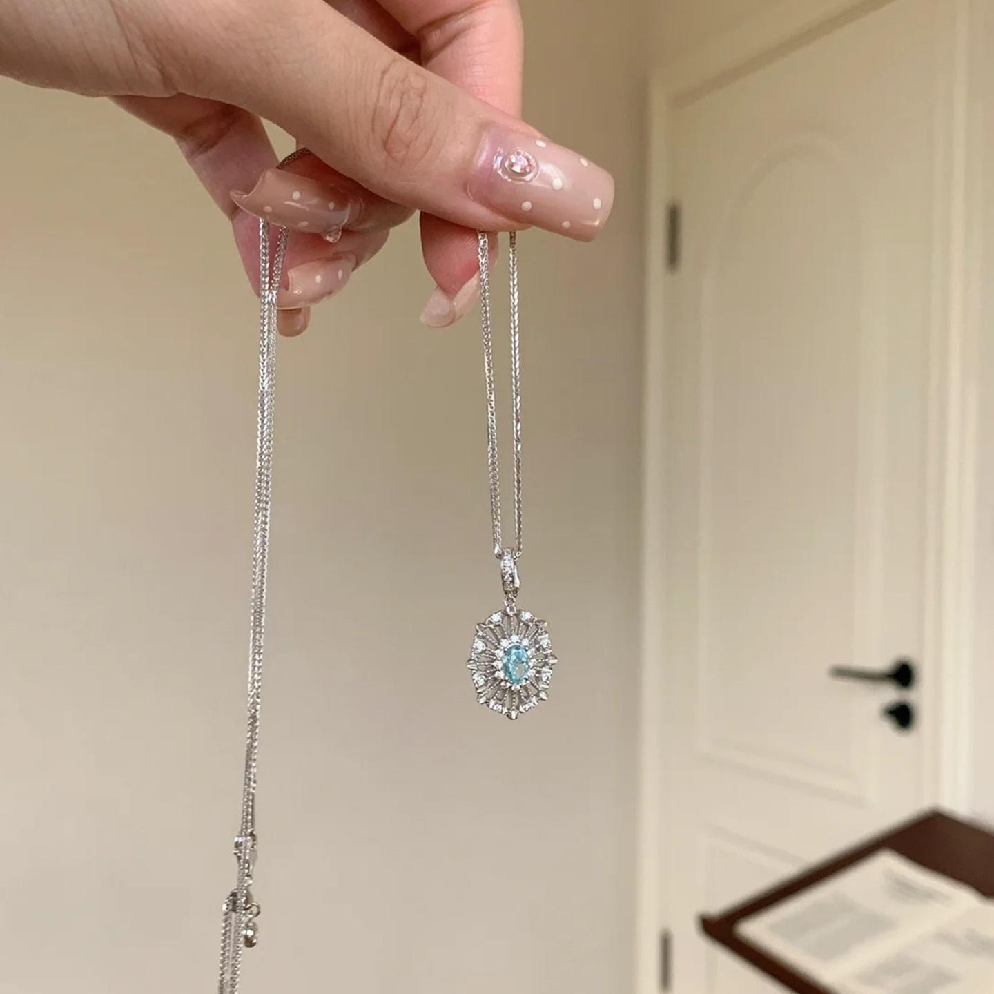 Синее озеро Салиму Ожерелье Женское Винтажное Легкая Роскошь Высокое Чувство Стиль Buccellati Циркон Ключица Цепочка