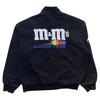 Women's Oversized Stand Collar M&M Cartoon Graphic Print Single Button Long Sleeve Racing Windbreaker Jacket Coat