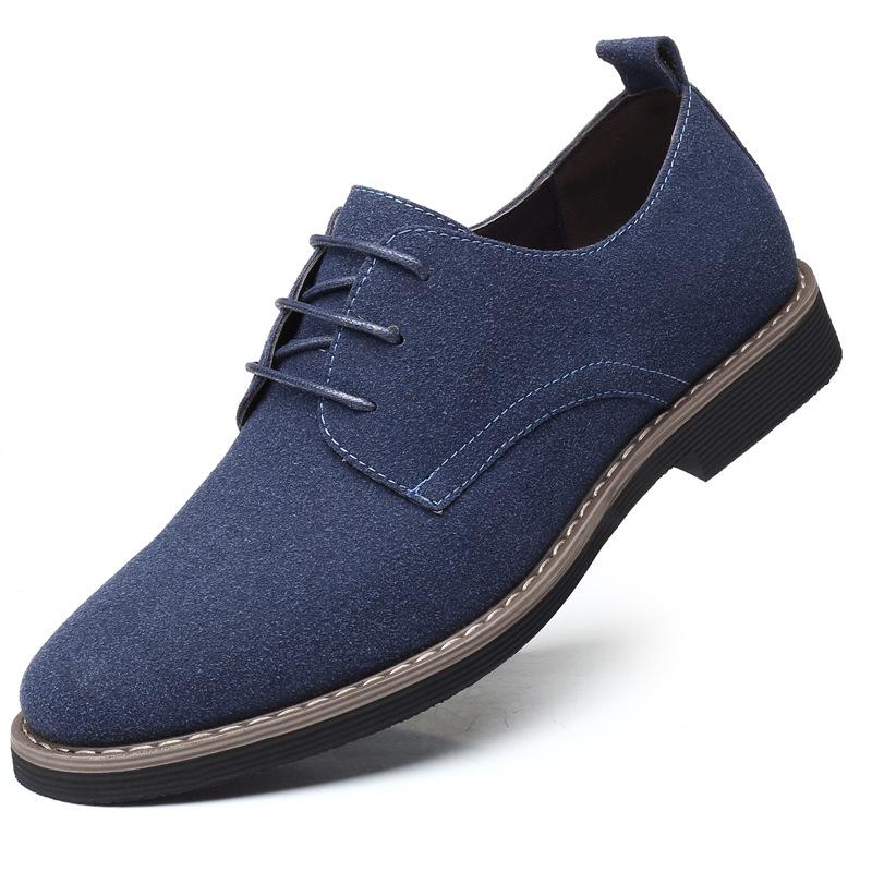 Men's Frosted Leather Lace-Up Casual Round Toe Shoes - Plus Size Available