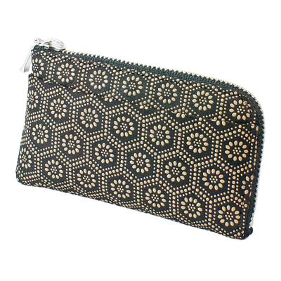Indenya Inden Coin Purse F Coin Purse 05 Deerskin Black X White Lacquer Tortoiseshell Pattern 1005-11-003