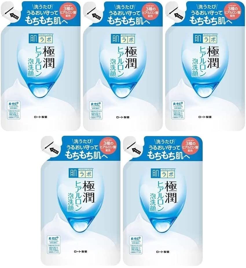 

Hada Labo Gokujun Hyaluronic Foaming Facial Cleanser 140mL x 5 [Bulk Purchase] Refill,