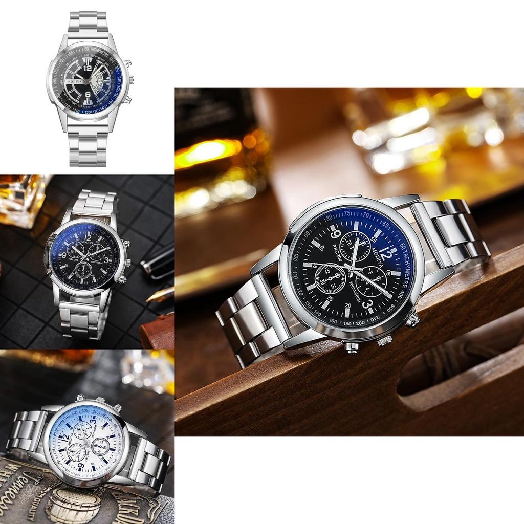 New Fashion Men's Quartz Watch Blue Light Gift Steel Strap Men's Watch Wholesale
