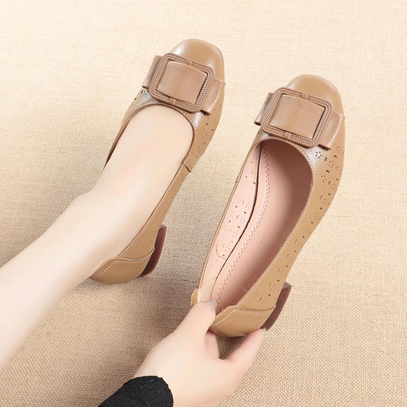 Chaussures en maille femmes été en cuir véritable chaussures pour femmes mode évider respirant maille chaussures pour femmes