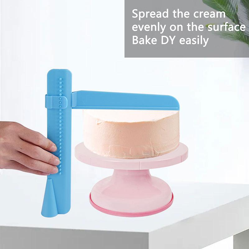 Adjustable Cake Scraper Surface Smoothing Device Edge Decorating Plastic Cake Cream Scraper Icing Rotating Cake Cutting Tools