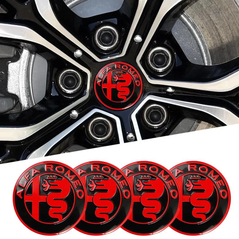 Autostickers Voor Alfa Romeo 4 stuks 56mm Wielnaafdop Naafdop Badge Sticker Embleem Decal Auto Accessoires Voor Alfa Romeo 4C 159 166
