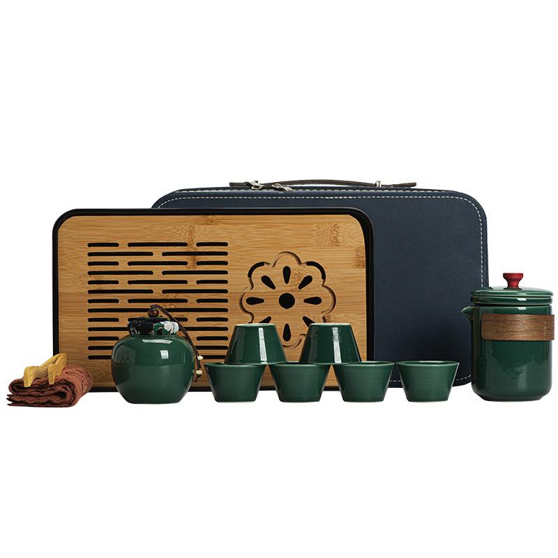 Company annual meeting activities gifts leather bag light luxury brother kiln set tea set gifts celadon open teacup teapot