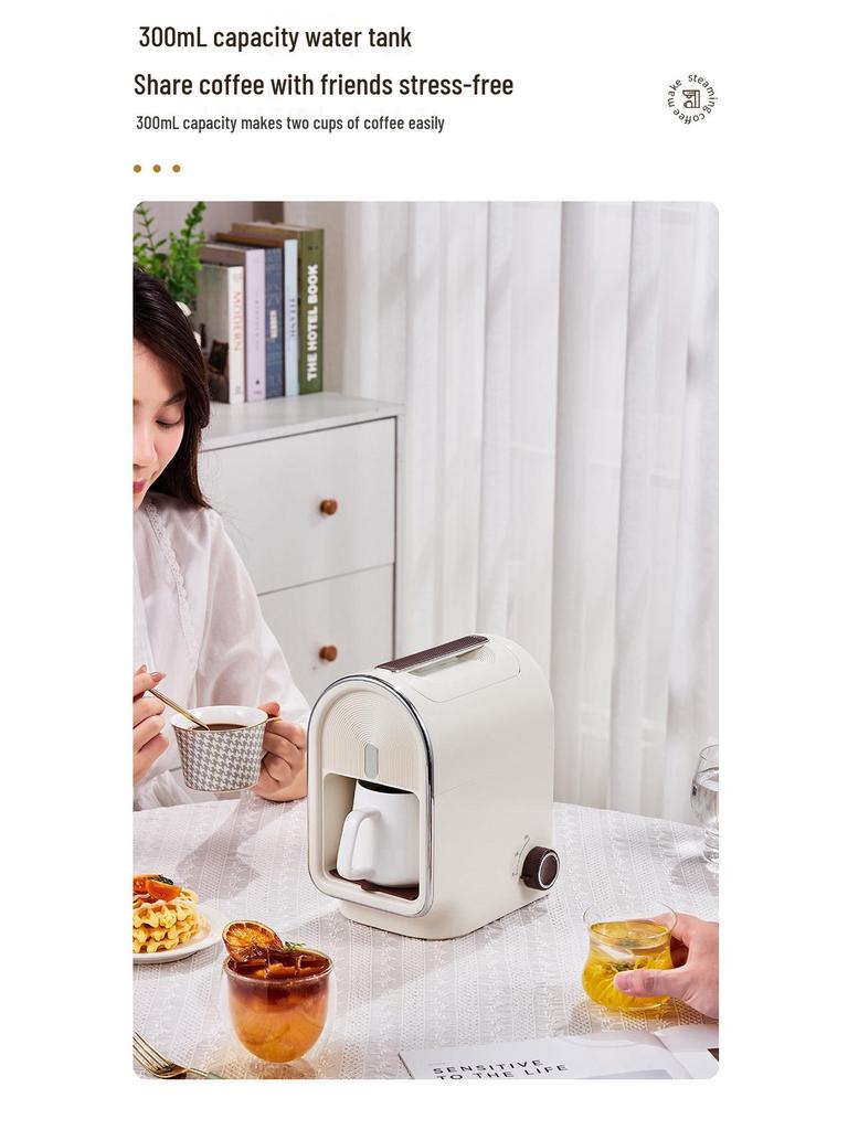 Compact Semi-Automatic Coffee Machine for Home and Office with American Hand-Ground Brewing, Italian Design – Ideal Gift
