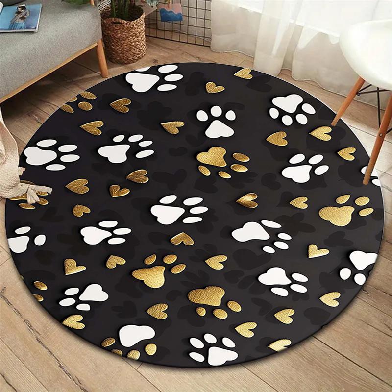 Söt hund Rund Golvmatta, Mattmatta för Vardagsrum Sovrum Soffa Lekrum Inredning, Halkfri Golvmatta