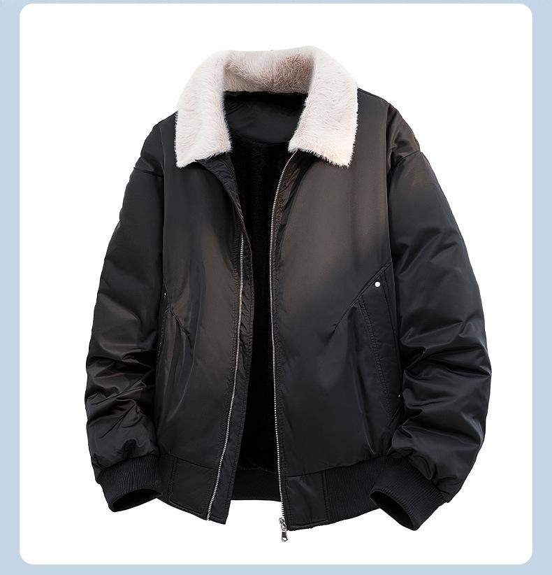 2025 Retro Fur Collar White Duck Down Winter Jacket with Fleece Lining - Thick, Warm, and Loose Niche Outerwear