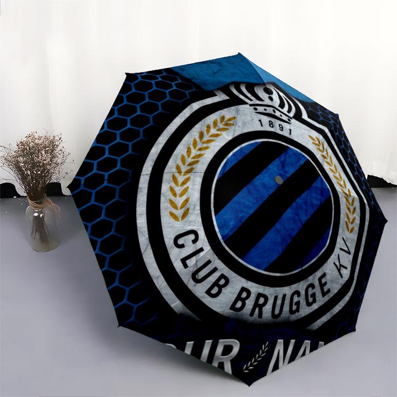 1 PC Automatic Folding Umbrella - Club Brugge KV Custom Name Pattern, Portable & Foldable Design with 8 Ribs, Christmas Birthday Gifts