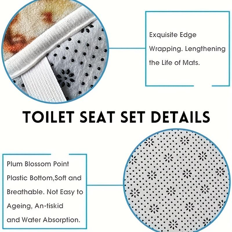 4pcs Flower Car Printed Bathroom Set Waterproof Curtain With 12 Hooks Non-Slip Bathroom Rug Toilet U-Shape Mat Toilet Lid Cover Pad Set