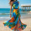 European and American Summer Halter Sleeveless Printed Bohemian Seaside Vacation Dress