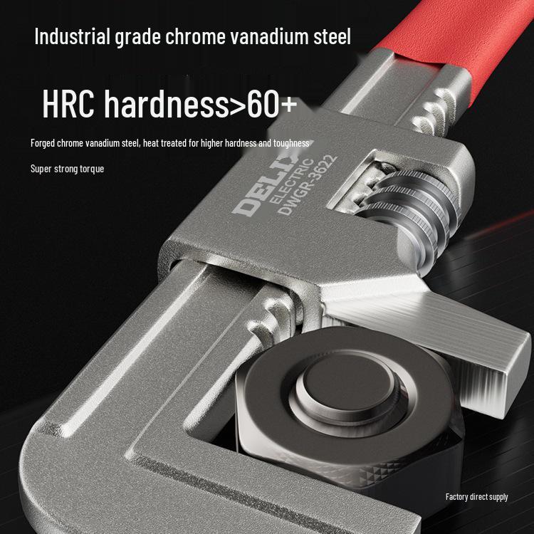 Delixi Multi-Function Adjustable Wrench with Large Opening and Thickened Jaw