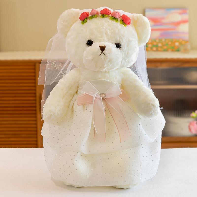 Couple Wedding Dress Bear Plush Doll Wedding Bed Press Doll Engagement Gift Plush Toy Wedding Decoration