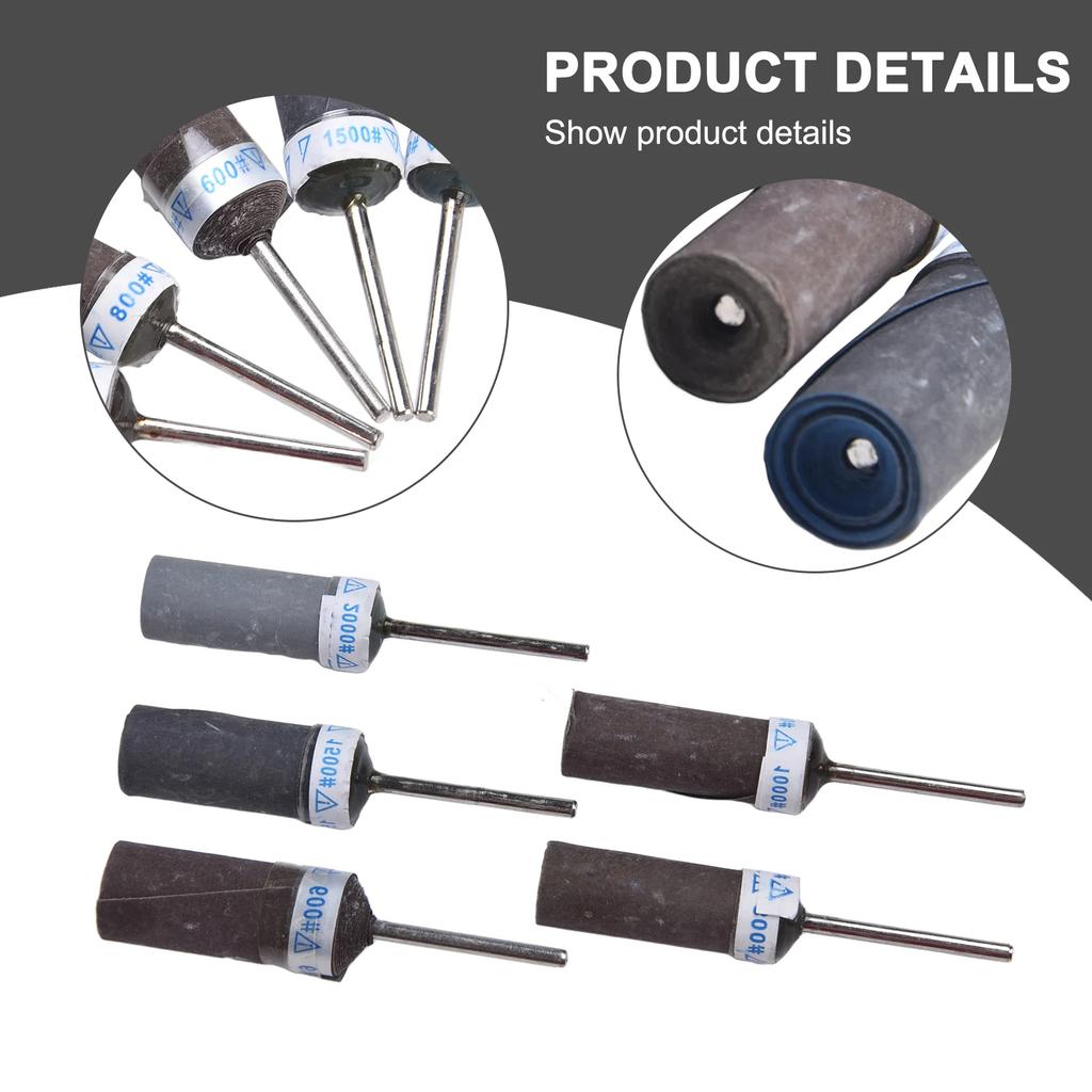 5pcs Sandpaper Stick Grinding Head P800-P2000 Sanding Paper Rod Grinding Head For Mirror Polishing Metal Wood Jwellery