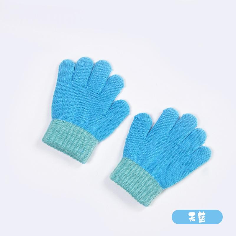 

Детские шерстяные перчатки с пятью пальцами контрастного цвета для мальчиков и девочек, зимние, теплые, вязаные, утолщенные, универсальные Mark the age according to the options and select