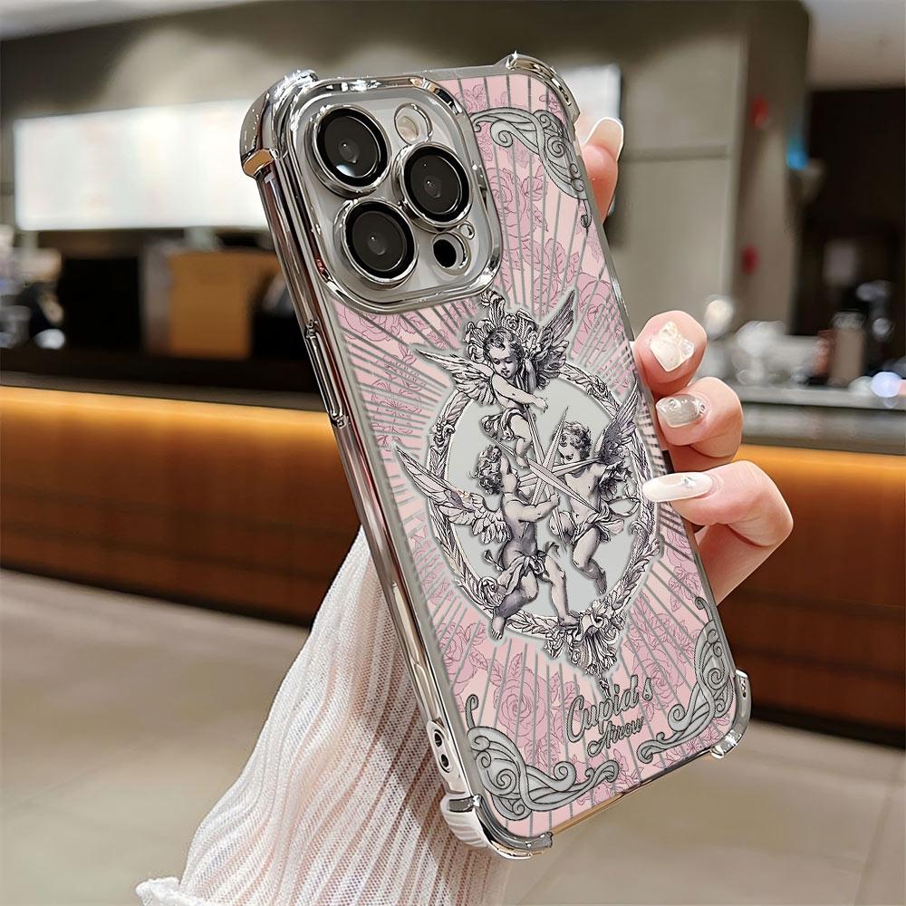 Ретро Чехол для телефона со ангелом Амуром Средневековье с покрытием для iPhone 17 16e 16 15 14 13 12 11 Pro Max X XR XSMax 7 8 6 Plus iPhone17