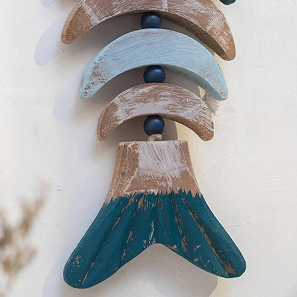 1PC Fish Pendant Mediterranean Wooden Fish Hanging Ornament Wall Art Decoration Coffee Bar Courtyard Home Decor