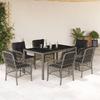 VidaXL Garden Dining Set with Cushions 7 Pcs, Patio Table and Chairs, Outdoor Furniture Terrace, Modern, 3212033