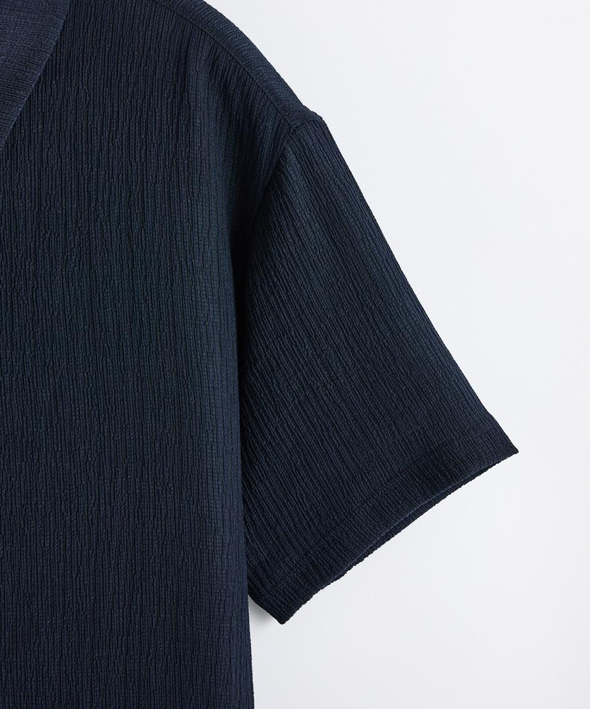 STCO Pleated Collar Short Sleeve T-Shirt_Navy (Oversized)_Stsxb32Osn