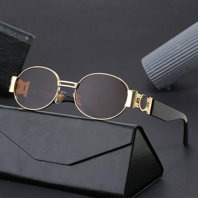 Round Frame Sunglasses Metal Trendy Sunglasses Women'S Retro Lisa With Photo Sunglasses