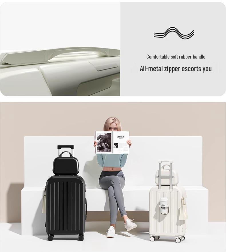 Durable College Student Trolley Suitcase with Combination Lock